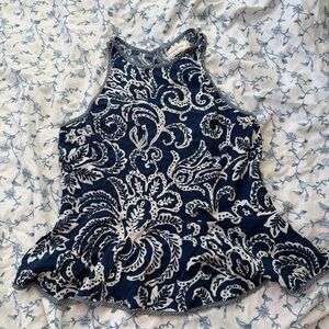 Abercrombie & Fitch Navy and White Floral Tank Top